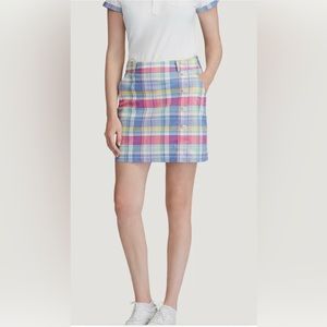 Polo Ralph Lauren Women's Madras Golf Skirt Skort Pink/Blue Plaid Sz 2 Pre-owned